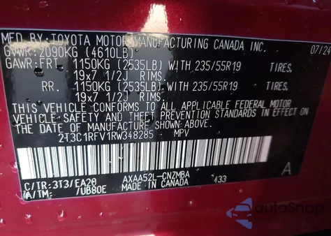 2024 Toyota Rav4 Xle Premium из США, поврежденный, VIN 2T3C1RFV1RW348285